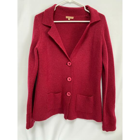 Cocogio Burgundy Wool‎ Blend Women's Cardigan Sweater M Made in Italy - Picture 1 of 5